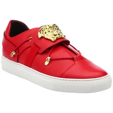 versace velvet palazzo sneakers red women